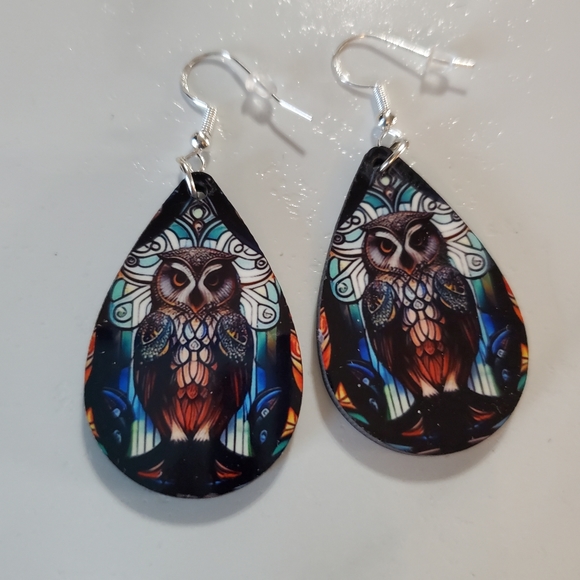 Owl Teardrop Earrings - Picture 4 of 5